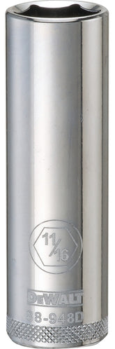DeWALT DWMT88948OSP Drive Socket, 11/16 in Socket, 1/2 in Drive, 6-Point, Vanadium Steel, Polished Chrome